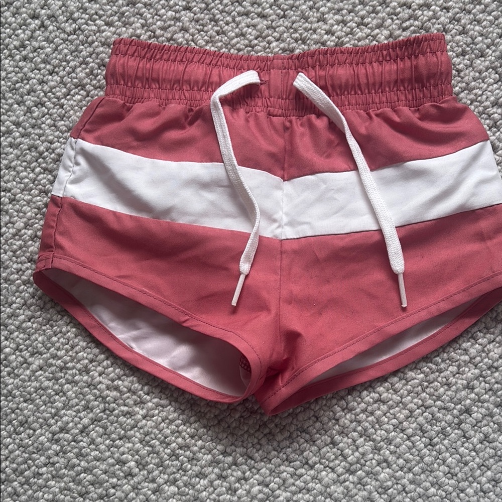 Kids Swim Trunks - Nantucket red and White